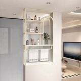 漫益卫生间半墙隔断柜客厅屏风长虹玻璃铁艺轻奢干湿分区洗手台置物架 款式A奶白色碳钢每平方价格