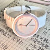 番米拉（PANMILA）手表女学生简约品牌国表休闲运动高中生女圆形大表盘硅胶石英女表 梅子粉