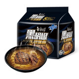 康师傅方便面【JDG无畏推荐】黑白胡椒 黑胡椒牛排味面五连包104g*5泡面