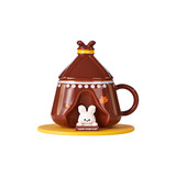 COSTA陶瓷马克杯带盖高颜值咖啡杯 奶泡兔趣野系列-帐篷杯碟组340ml