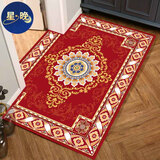 星晚进门口玄关地垫喜庆入户欧式客厅防滑毯子红色耐脏免洗脚垫可裁剪 典雅红 50*80CM