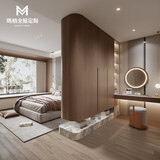 瑪格简约步入式木皮悬浮转角衣柜衣帽间梳妆柜整体家具一体定制预付金