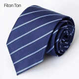 FitonTon领带男士商务正装手打领带8CM上班工作婚礼晚宴面试时尚礼盒装FTL0002 蓝色条纹(手打)