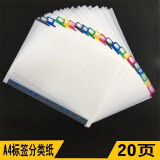 金辉腾分页纸彩色塑料标签索引页活页夹隔页纸A4文件管理分隔页便签 20页标签索引页
