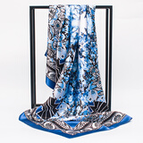 韩禾 新款大方柔滑缎面手感头巾印花丝巾大披肩围巾结婚送礼 802