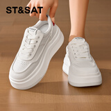 星期六厚底小白鞋女2025新款爆款冬季百搭增高休闲鞋软底芭蕾白色板鞋