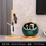 兆族创意大容量网红入户玄关钥匙收纳摆件进门口现代轻奢杂物盒子北欧 鹿球收纳[大容量]-绿色+树丫架