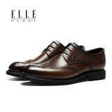 ELLEHOMME男鞋英伦商务正装皮鞋 婚鞋新郎鞋 咖啡色HLZ281940512 40 （偏大一码）