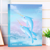 美浣a4纸相册本插页式相册薄6寸明信片收纳册8寸照片活页插袋式家庭纪念册混装大容量毕业照记录册影集 一角鲸 A4/小12寸 正反可放80张