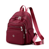 京购尼龙布双肩包女新款时尚防泼水女士背包大容量旅行包包 酒红色