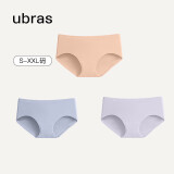 ubras女士内裤女抗菌底裆中腰三角裤桃粉沙色+奶盐蓝+柔灰紫L
