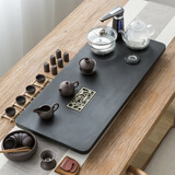 石匠同丰 整套乌金石茶盘紫砂茶具套装 带全自动电热水壶功夫茶台茶海 茶杯茶壶电磁炉茶托盘套装 如鱼得水-旋转加水套装 70*40*3cm