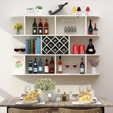 榫雅阁现代简约壁挂酒柜酒架墙上置物架菱形酒格餐厅挂壁挂酒柜式红酒架 奶白色  1.2米长8酒格