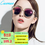 卡仕曼新款潮流墨镜女太阳眼镜时尚韩版女款太阳镜偏光驾驶镜CX3146 C01-透明色框-灰片正镀粉紫REVO