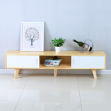 家之韵 实木松木电视柜茶几组合套装现代简约原木北欧客厅小户型卧室 1.2米电视柜清漆白门