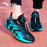 安踏儿童鞋秋季皮面防水2025新款6-16岁男童运动鞋跑步鞋 黑绿 33 内长20.5cm