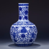 loyo景德镇花瓶青花瓷摆件瓷器工艺品新中式仿古陶瓷博古架装饰品瓷瓶 吉祥八宝天球瓶+匠心打造