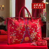 【官方品质】婚庆四件套包装袋冬夏凉被红色结婚陪嫁喜被子收纳袋棉被牛津手提 龙凤呈喜-套件包装 大号60*48*28装4-6斤棉被/羽绒被