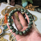 山中玉【刘宇宁同款】星月菩提子108颗海南原籽高密顺白正月手串男佛珠 翡翠绿-阴皮星月11x10mm