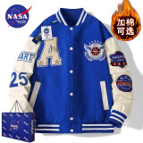 NASA BASE官方男装潮牌联名夹克男女款宽松学生外套情侣衫字母飞行员棒球服 MD-22129-克莱因蓝（春秋款） XL（建议130-150斤）