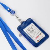 金峰伊卡迪 证件卡套 可定制学生饭卡教师工作牌公交门禁卡工牌身份证胸卡易拉扣挂绳零钱包 拉链卡套蓝色+易拉扣挂绳