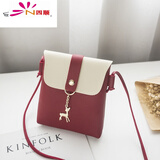 手机零钱包夏季竖款小方包小鹿单肩斜挎包女式小包包 迷你手机包jcg 红色【T099】撞色小鹿包