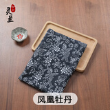 灵兰 纯棉活性印染青花布 乌镇蓝印花布仿蜡染棉布布料 桌布民族服装 603#凤凰牡丹