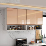 博翼 厨房吊柜 壁柜挂柜客厅储物柜墙柜墙壁装饰柜防水阳台浴室收纳柜 生态板白柜+普框金色门 四门无底柜长120宽32高60【包上楼包安装】