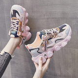 怡安踏雪学生运动鞋女2025秋冬新款老爹鞋初中生轻便软底跑步鞋潮春夏季 粉色双层密网 36
