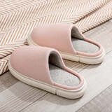 果洛菲（GUOLUOFEI）家居棉拖鞋秋冬室内地板棉麻包头情侣防滑加厚拖鞋男 粉色 40-41 