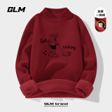 GLM半高领毛衣男冬款加绒加厚男士针织衫龙年红色打底衫