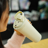 乐扣乐扣（LOCK&LOCK）元气保温杯不锈钢一键式弹跳盖咖啡杯车载商务杯子【年会福利】 米色 550ml