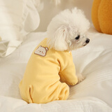 华元宠具（hoopet）狗狗衣服小型犬秋冬保暖宠物衣服冬天比熊幼犬泰迪小狗全包四脚衣 【德绒款】四脚护肚衣-莺茶黄 S:背长26.5cm-推荐体重5-7斤