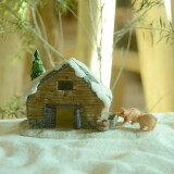 真自在原创怀旧房子装饰创意家居微景观盆景仿真树脂家居摆件小礼物 圣诞茅屋与小猪.无灯