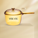 康宁（VISIONS） 晶彩锅单柄锅奶锅宝宝辅食锅汤锅炖锅煮锅琥珀色无涂层玻璃锅 VSP16单柄1.6L 16cm