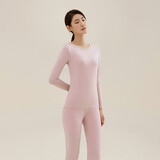 好波男秋衣套装素色棉氨高弹性圆领薄款打底内衣女修身秋衣秋裤HLL3.0 女士-浅紫 L (165)