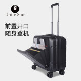 Unite Star前开口商务登机箱18英寸电脑拉杆箱多功能行李箱短途小型旅行箱 18寸前开口登机箱 拉链 18英寸 前开口电脑登机箱