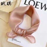 玳琪 100%桑蚕丝丝巾女纯色真丝小方巾高档春秋季围巾女时尚百搭职业领巾 桑蚕丝 纯色系 粉色 2号