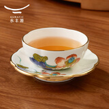 永丰源（auratic） 幸福和鸣2头主人杯 高档描金功夫小茶杯 2头杯碟一杯一碟 礼盒 2头主人杯