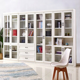强象 玻璃门落地书柜简约现代带门组合储物柜多功能书橱收纳柜F-206 全套组合