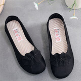 京睿 2022新款春季老北京布鞋女单鞋黑色工作鞋平底方口鞋妈妈鞋 黑色2-393 38