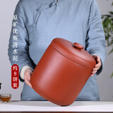 紫来顺 宜兴紫砂茶叶罐 陶瓷密封罐家用大小号普洱茶缸包装盒 9饼 清水泥