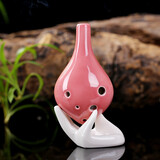 木火6孔陶笛中音C调星空专业演奏学校教学陶笛免费刻字初学长嘴六孔AC 教学款6孔粉色+小陶笛