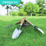 zeego植客 5035园艺木柄合金铲挖土赶海工具套装种植松土神器盆栽用品 工具三件套