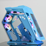 玩嘉 大咖PRO电脑机箱atx大板水冷机箱全侧透游戏主机箱网吧异型机箱台式机30系列长显卡机箱 大咖PRO蓝色【无风扇】