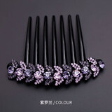 乐玛乐玛发饰水钻发梳插梳韩版简约头花梳子镶钻发夹树叶皮质头饰饰品 紫罗兰