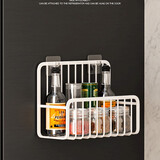 格拉菲亚 厨房柜门挂篮日式铁艺收纳筐壁挂式调料瓶收纳架卫生间柜子置物 黏贴大挂篮（白色）