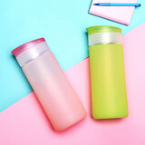 miGoMiGo 玻璃杯带盖便携女士水杯车载创意礼物 带硅胶杯套 带提绳