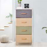 心情生活 抽屉式玩具收纳柜子墙边柜整理储物柜日式简易六斗柜卧室床头柜 田园风4层4抽
