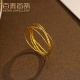 百泰首饰（BATAR JEWELLERY）生日礼物黄金戒指女足金车花线五线圈金指环女戒情侣对戒线戒 11号【金重约0.6g-0.7g】